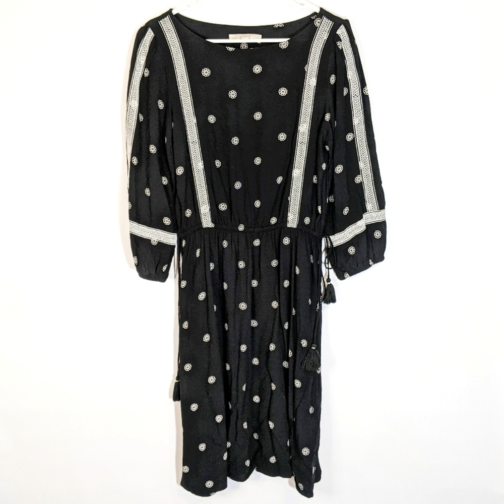 Loft Ann Taylor dress black and white floral boho